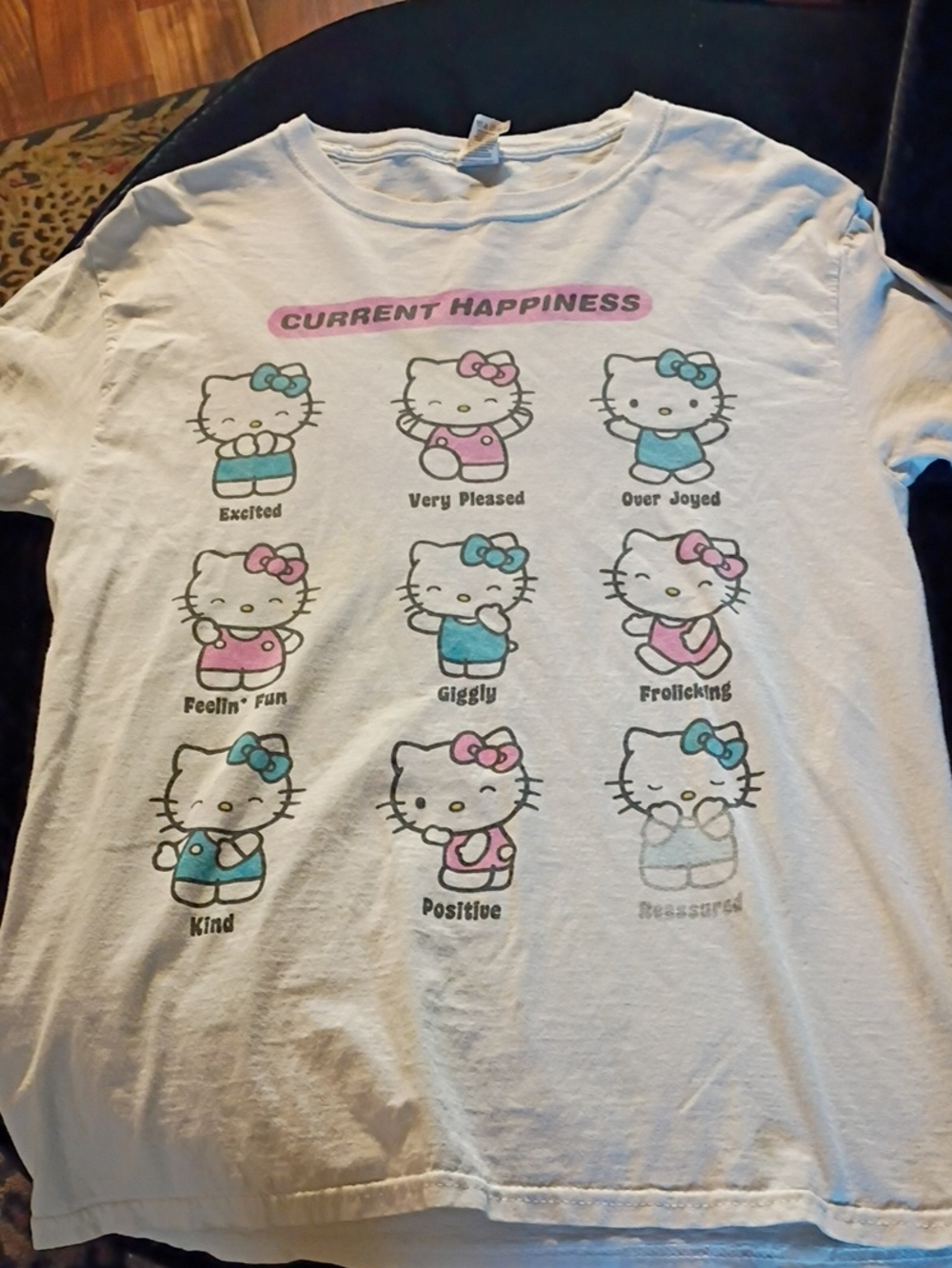 Hello Kitty White Graphic Tee with Pink & Teal Accents